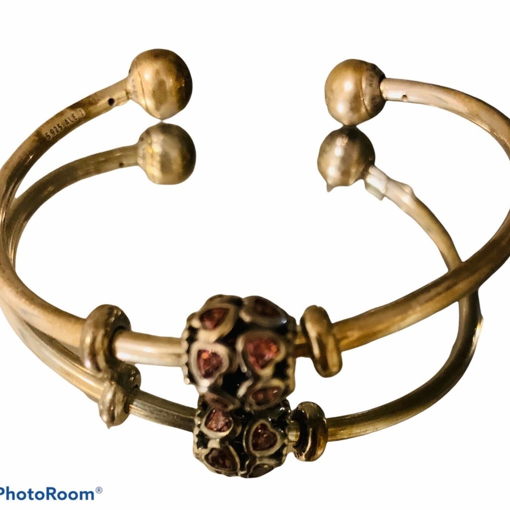NEW Pandora Pink Hearts Open Bangle (FREE SHIPPING)